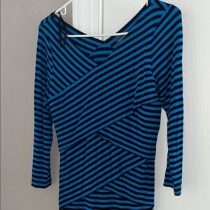 Vince Camaro small Blue and Black Striped Long Sleeve Top nwot